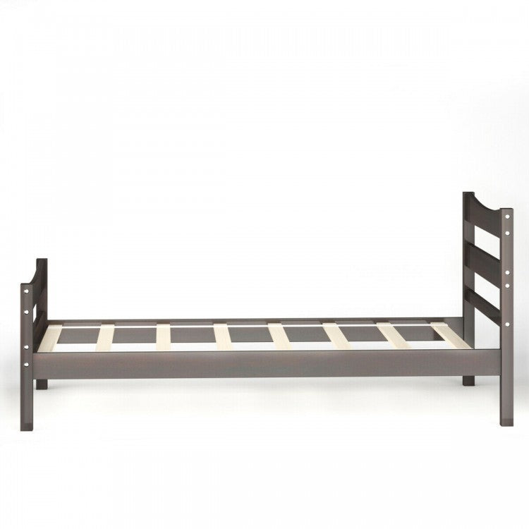 Elegant Twin Size Platform Bed Frame with Slat Support Foundation – Dark Brown