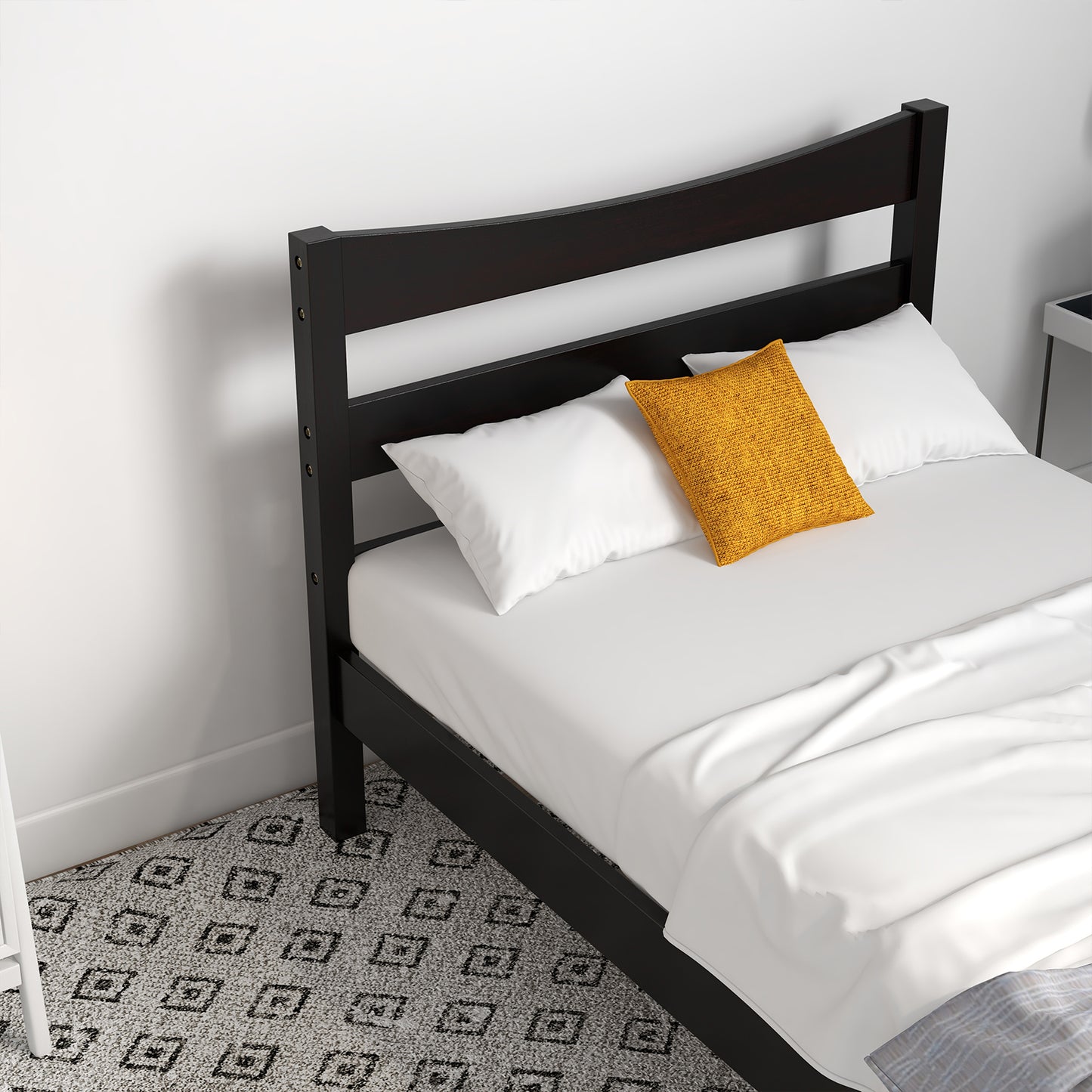 Elegant Twin Size Platform Bed Frame with Slat Support Foundation – Dark Brown