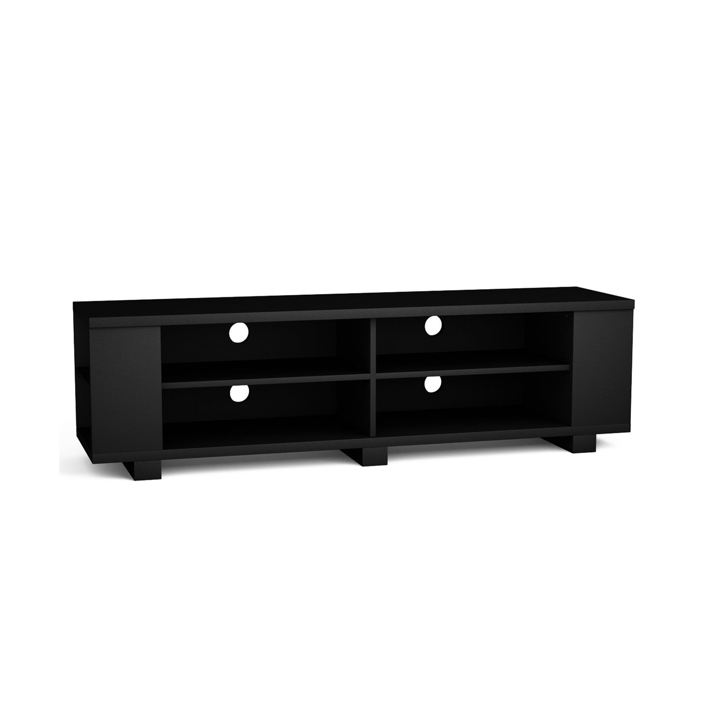 Modern 59 Inch Media Console with Adjustable Open Shelves for TVs up to 65 Inches in Black