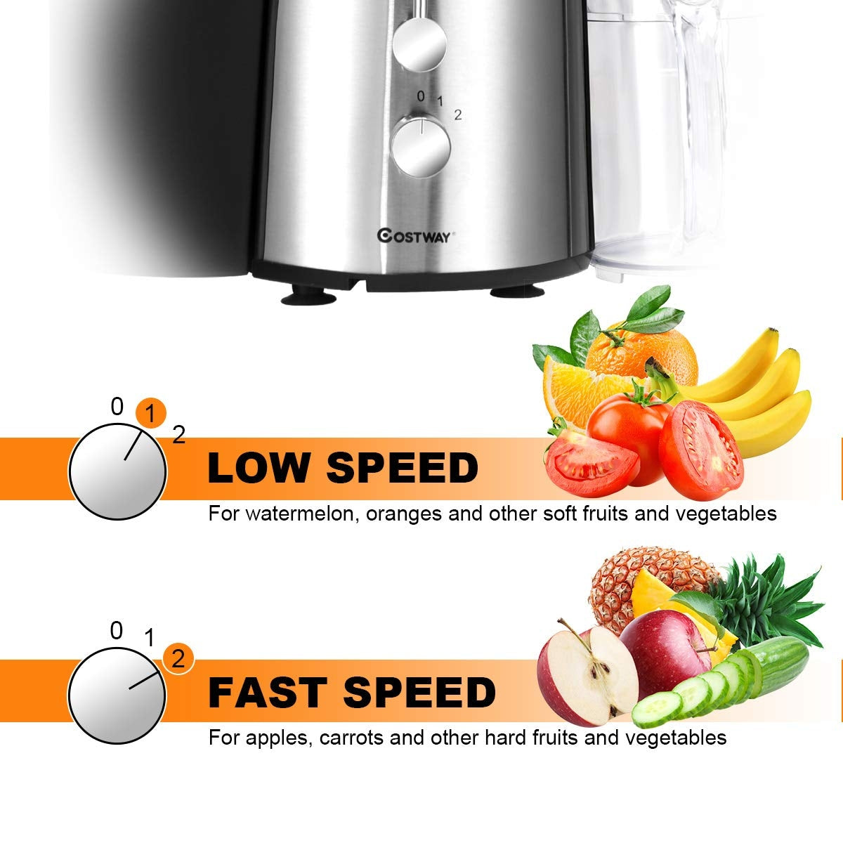 700W Dual Speed Electric Juice Extractor for Fresh Fruit & Vegetable Juicing