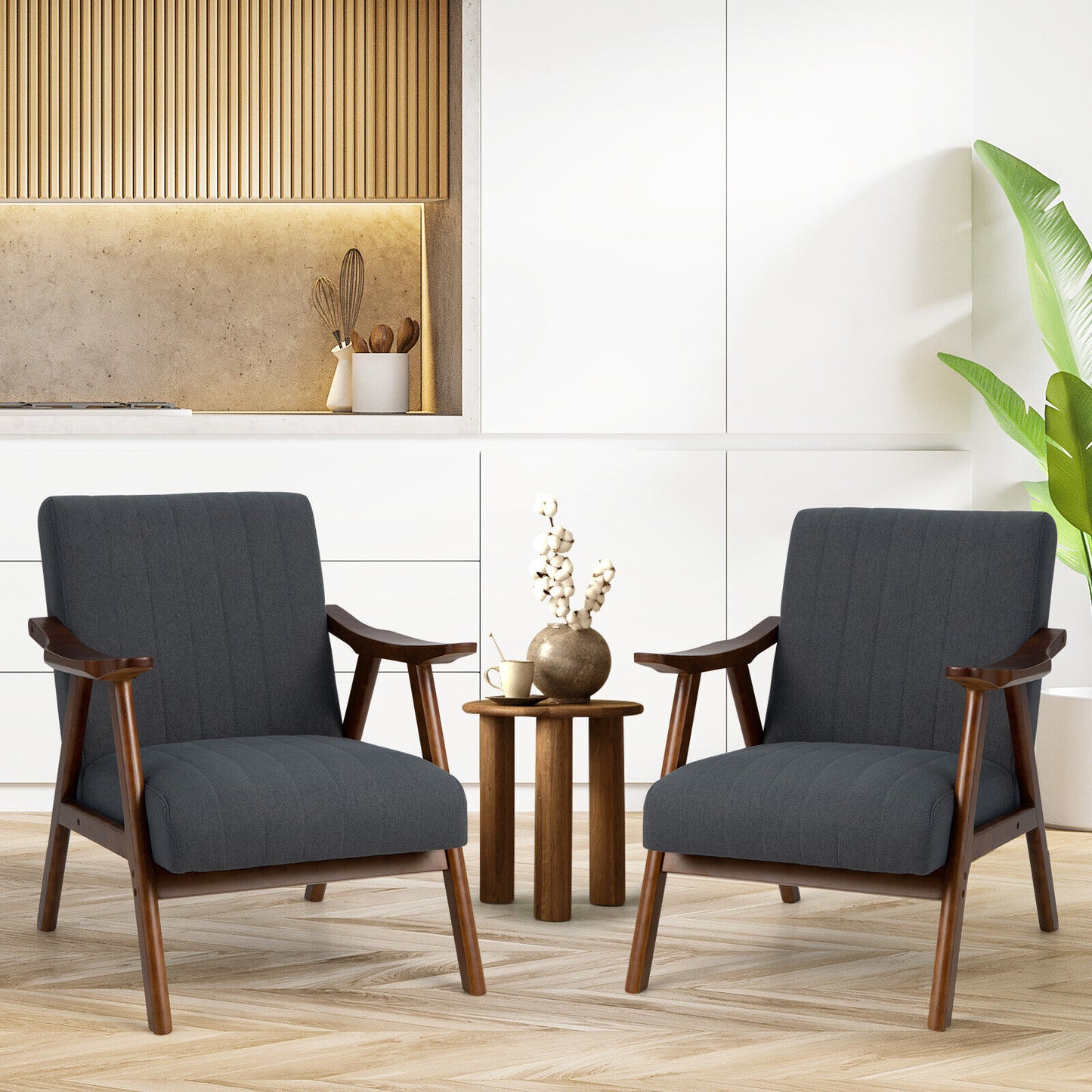 Ergonomic Lounge Armchair with Thick Cushion and Felt Pads Grey