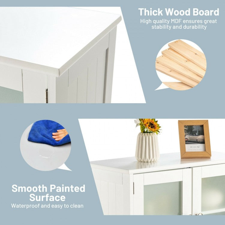 4 Door Freestanding Bathroom & Kitchen Storage Cabinet with Adjustable Shelf