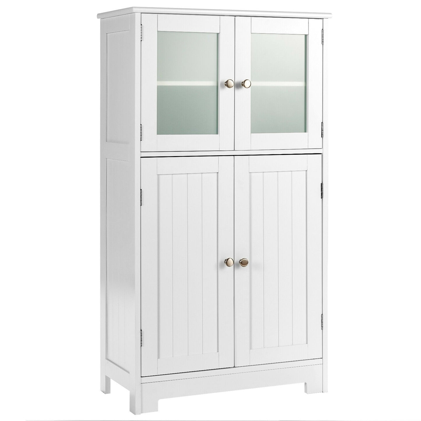 4 Door Freestanding Bathroom & Kitchen Storage Cabinet with Adjustable Shelf
