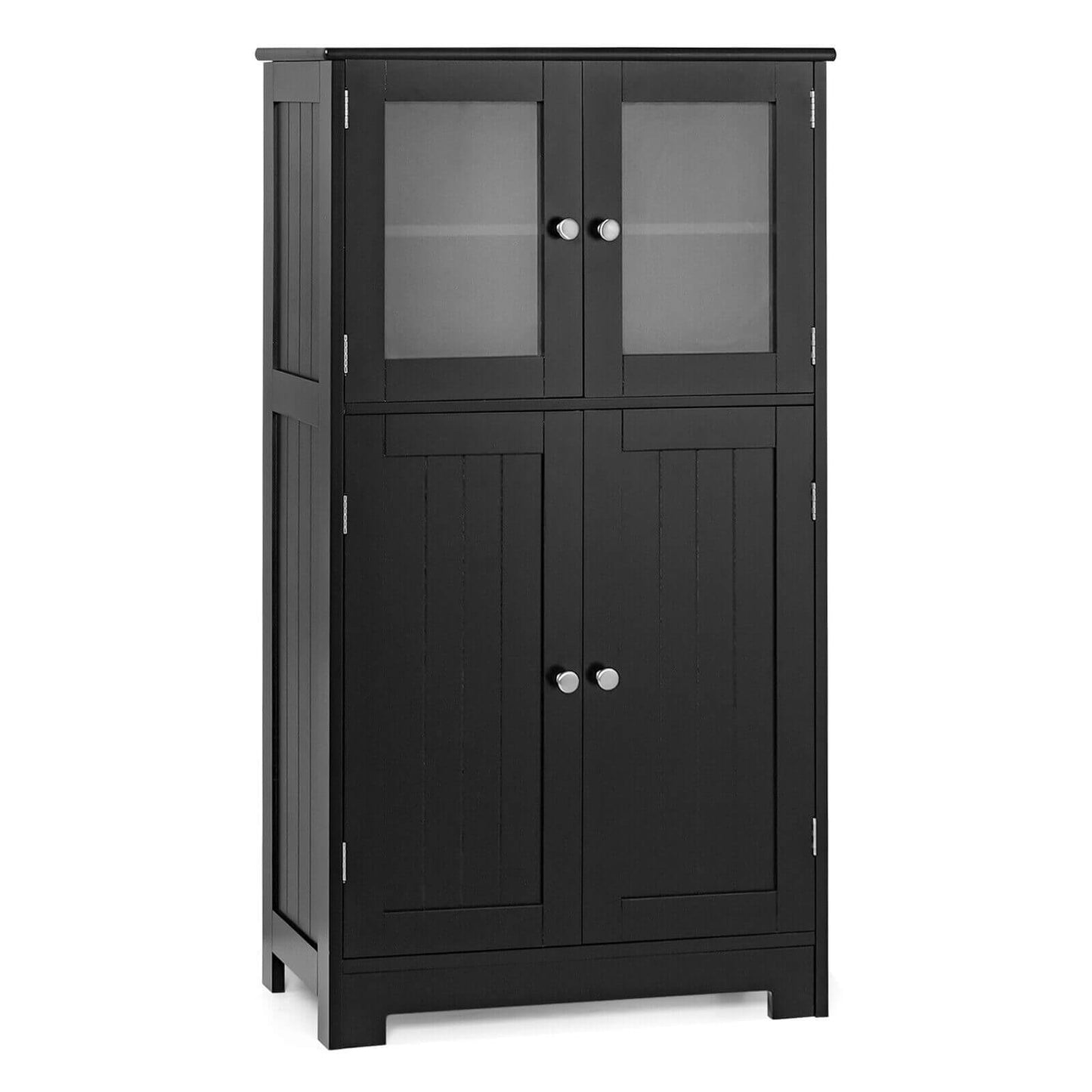 4 Door Freestanding Bathroom & Kitchen Storage Cabinet with Adjustable Shelf