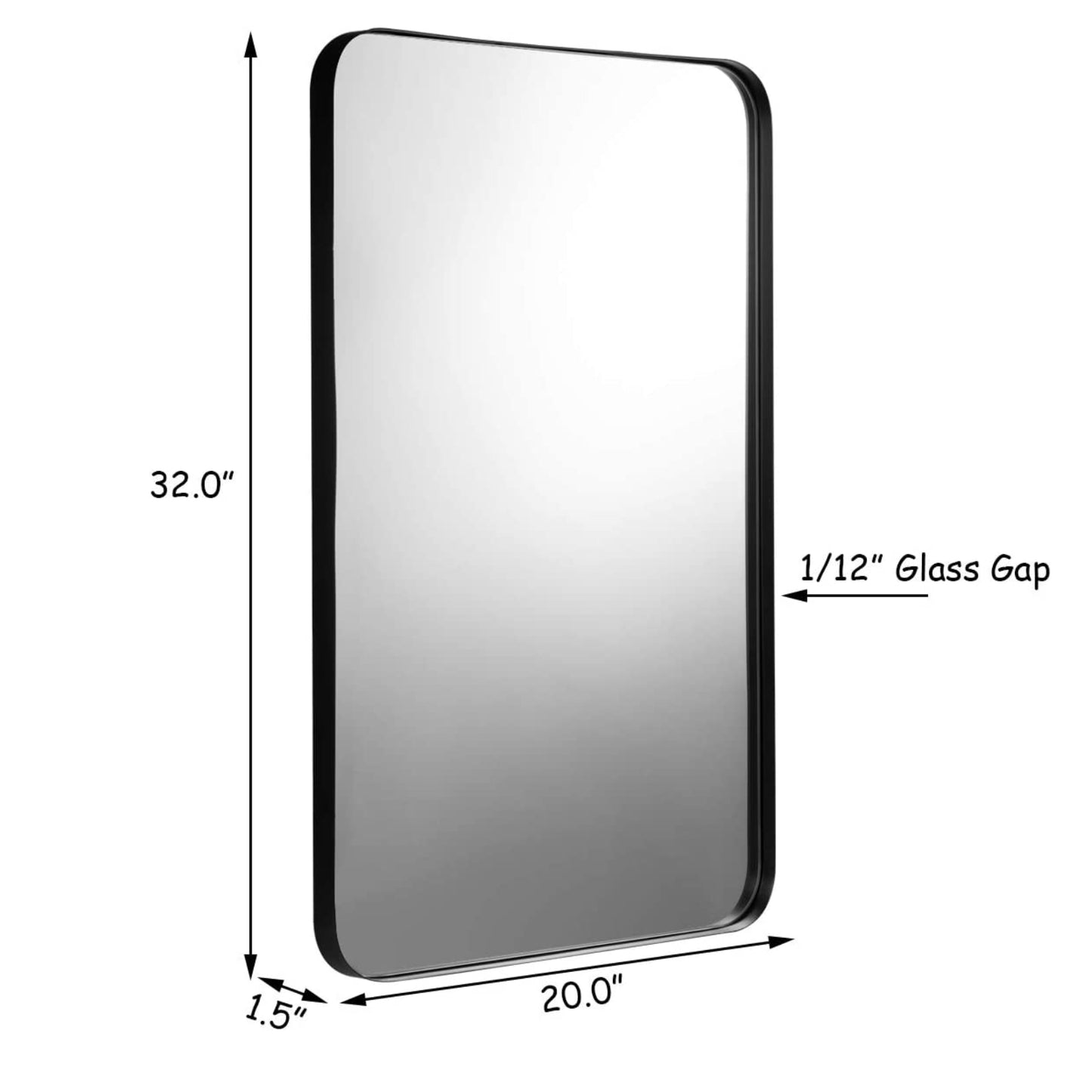 32" x 20" Wall-Mounted Rectangle Mirror with Metal Frame - Black