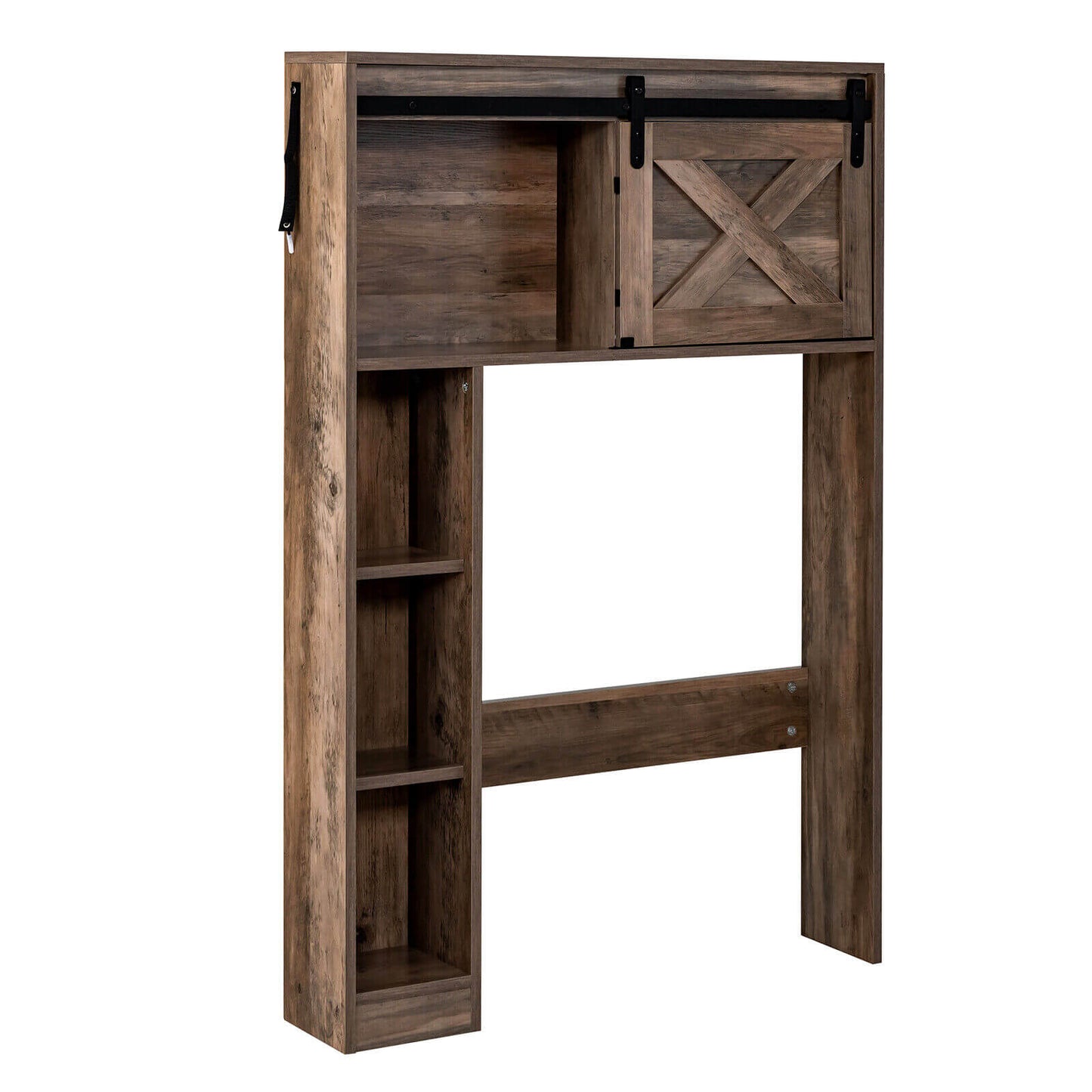 4 Tier Bathroom Storage Cabinet with Sliding Barn Door