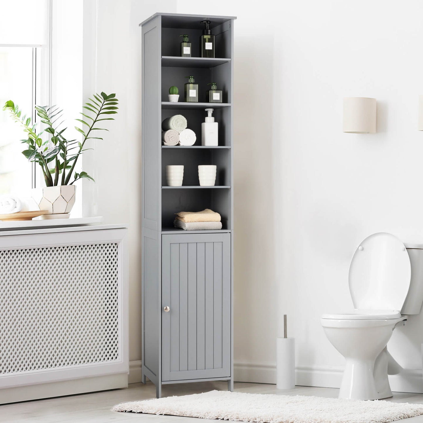 72 Inch Freestanding Tall Storage Cabinet with Adjustable Shelves & Cupboard