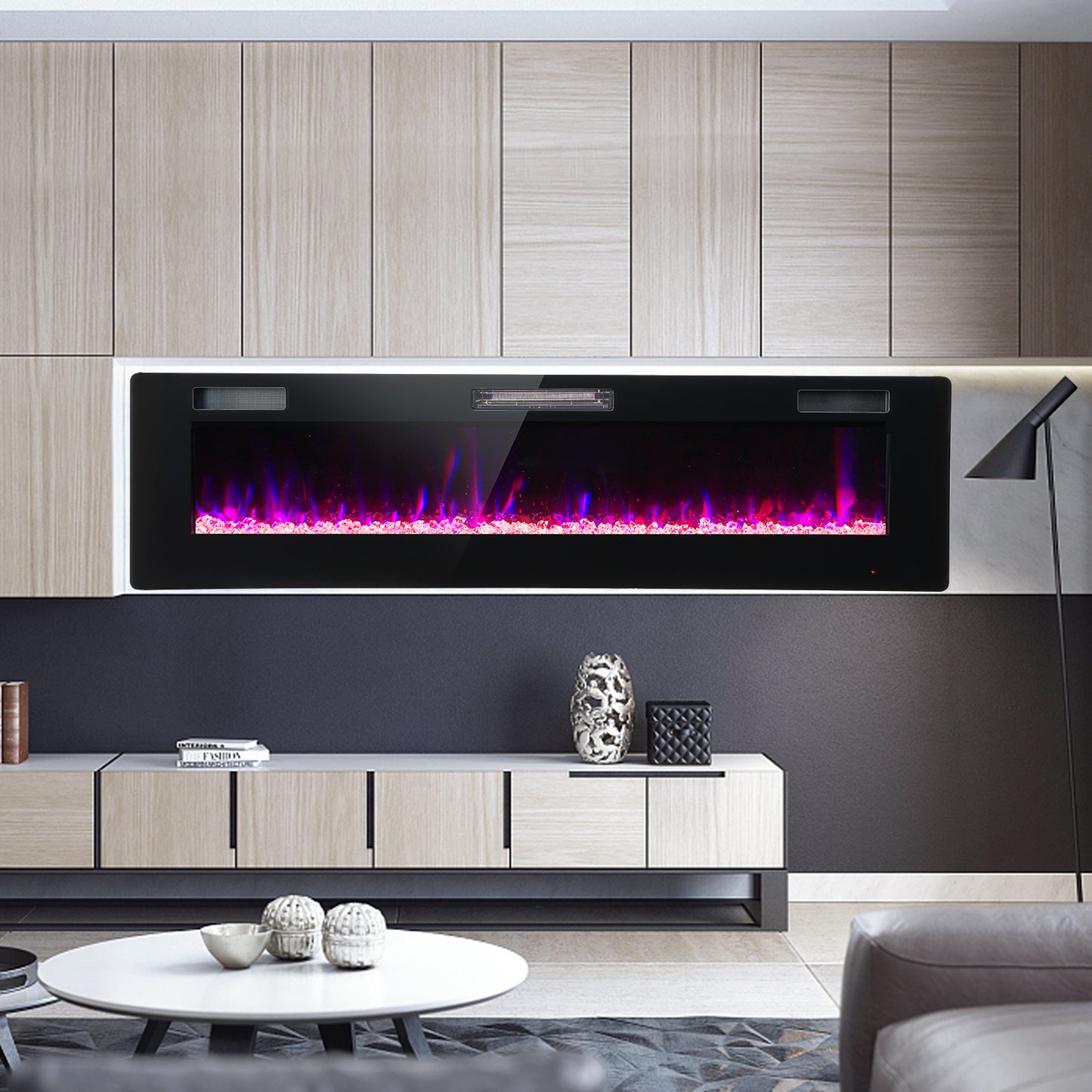 60 Inch Ultra Slim Electric Fireplace with Remote and Adjustable Timer