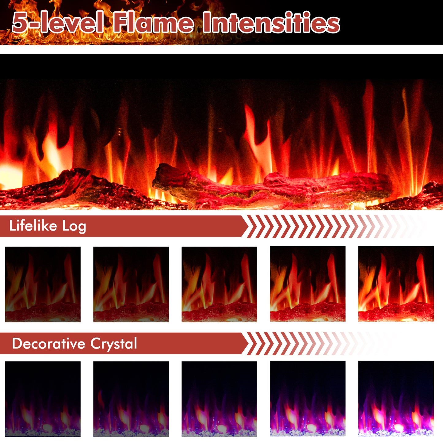 60 Inch Ultra Slim Electric Fireplace with Remote and Adjustable Timer