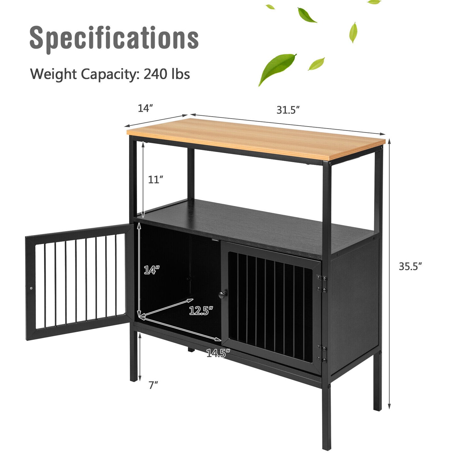 Modern Kitchen Buffet Storage Cabinet with Dual Doors and Open Display Shelf