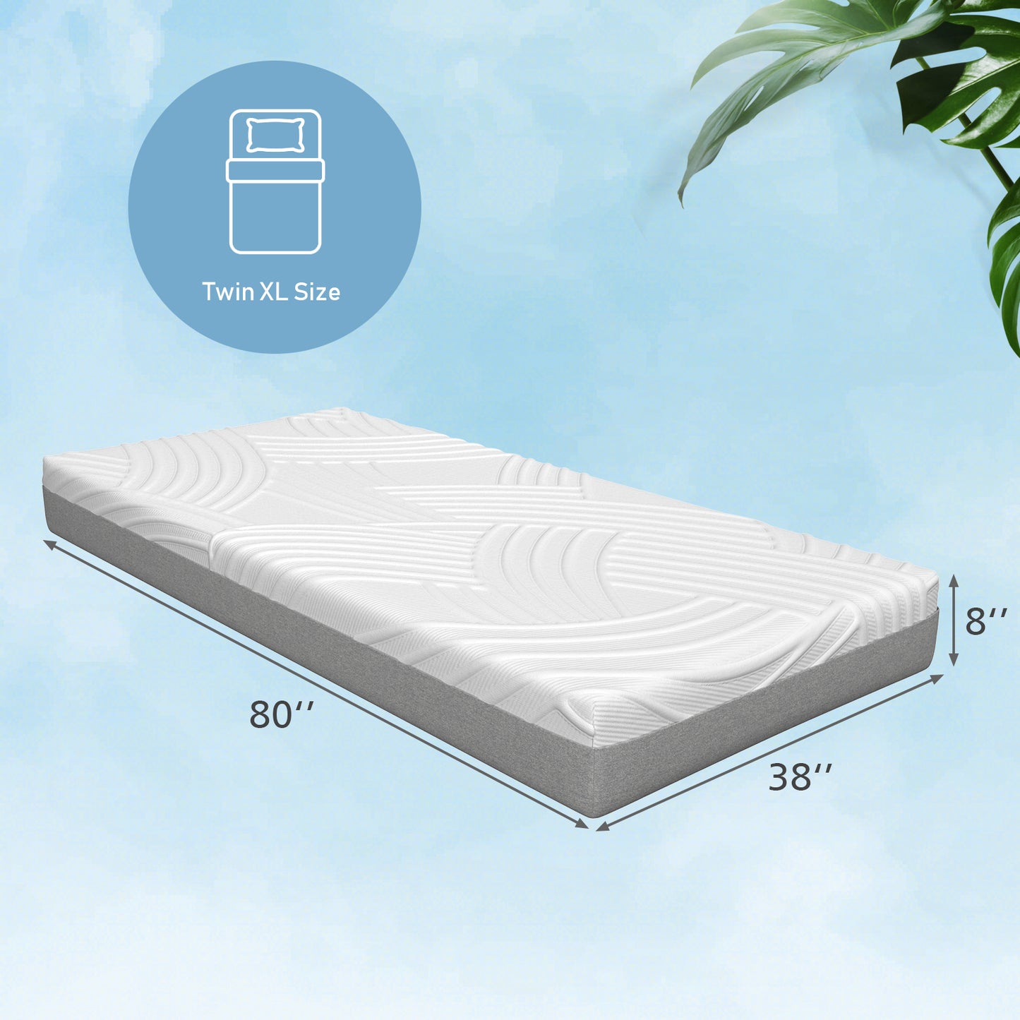 Twin XL Adjustable Bed Mattress with Gel Memory Foam & Convoluted Foam for Enhanced Comfort