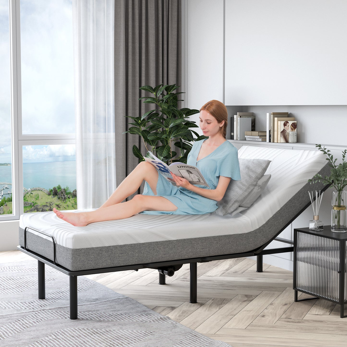 Twin XL Adjustable Bed Mattress with Gel Memory Foam & Convoluted Foam for Enhanced Comfort