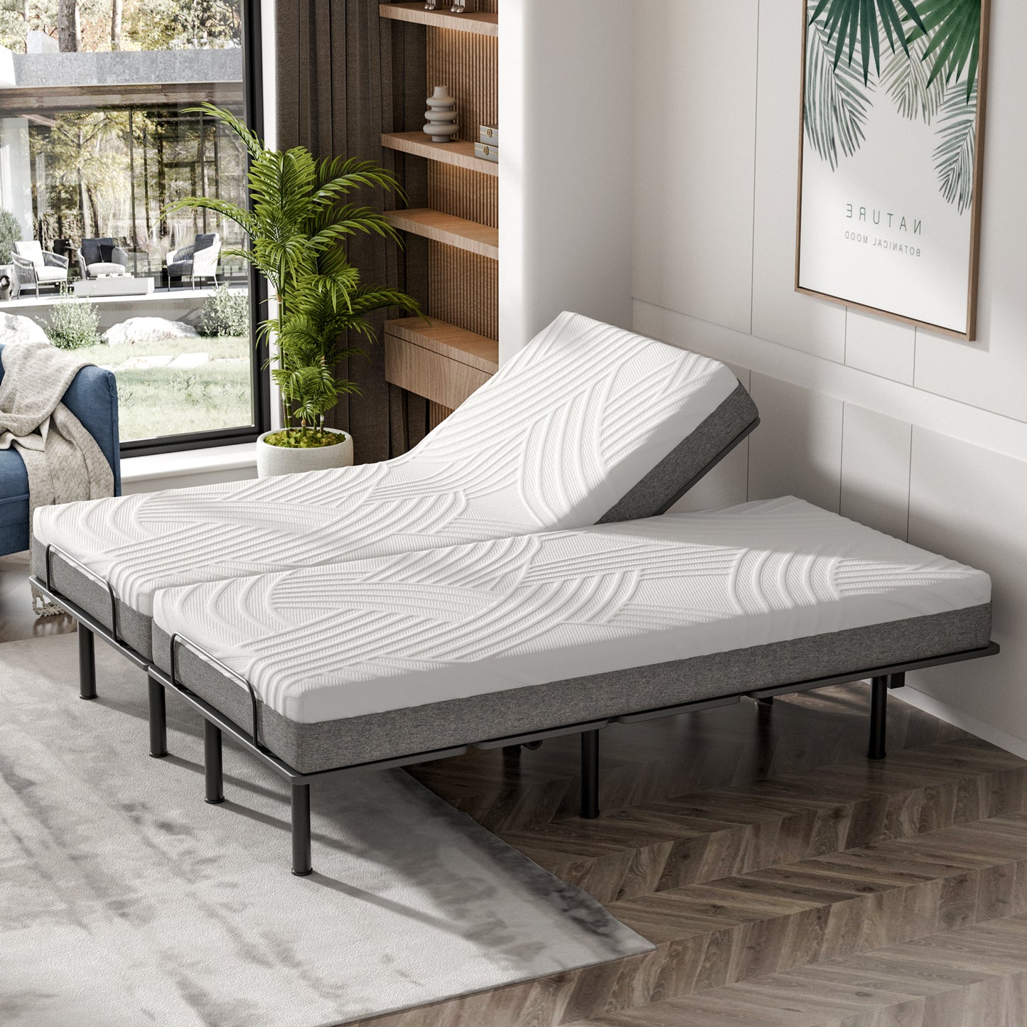 Twin XL Adjustable Bed Mattress with Gel Memory Foam & Convoluted Foam for Enhanced Comfort
