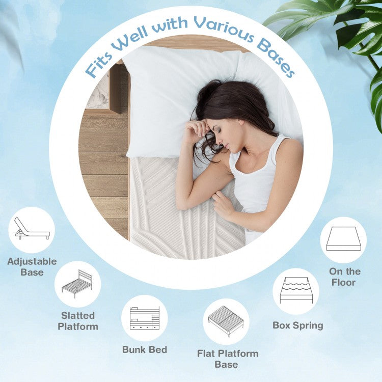 Twin XL Adjustable Bed Mattress with Gel Memory Foam & Convoluted Foam for Enhanced Comfort