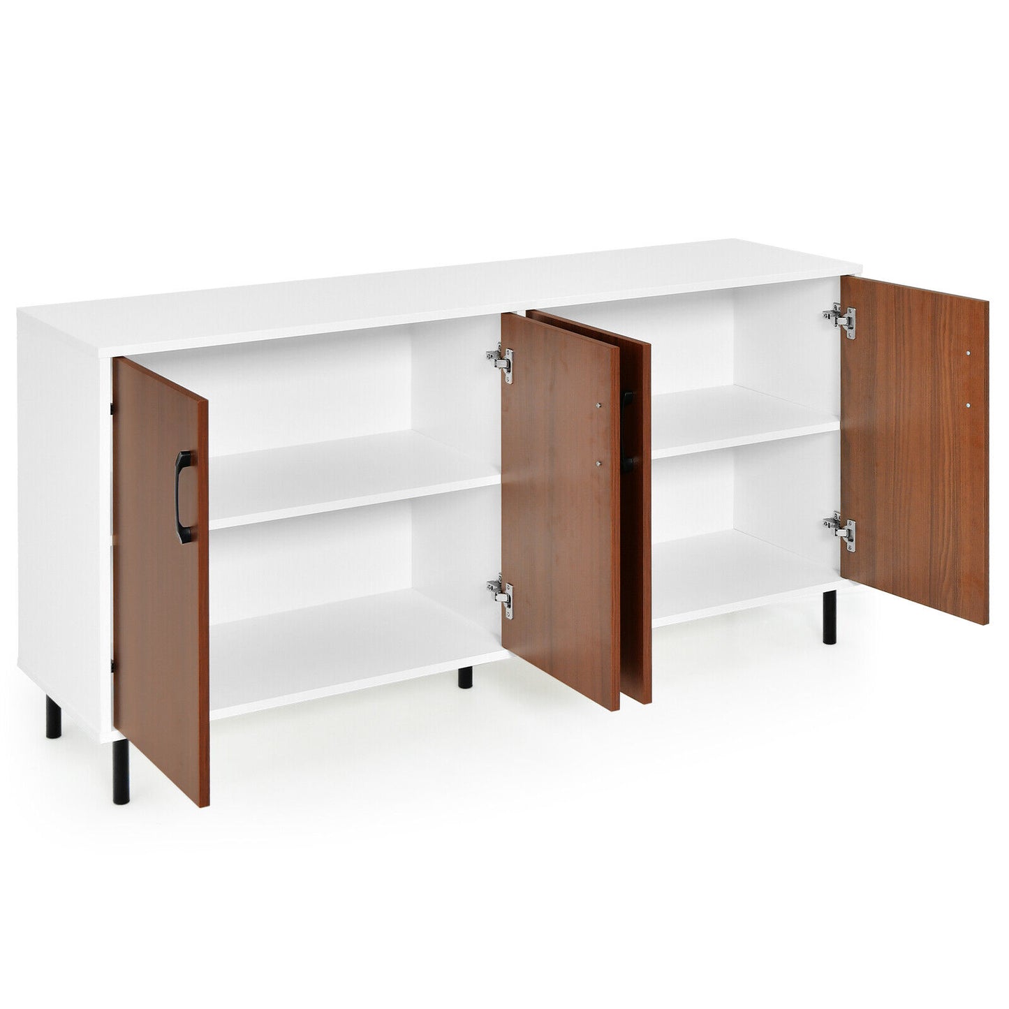 Modern 4 Door Storage Buffet Cabinet with Shelves for Kitchen Dining Room or Living Room