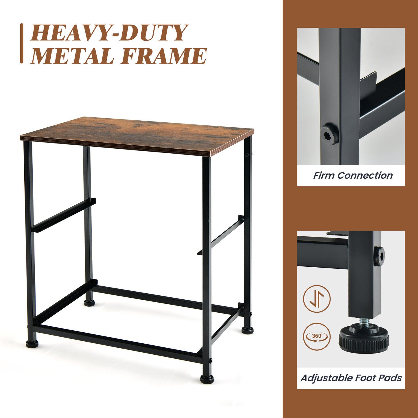 20 Inch Industrial Nightstand with 2 Fabric Drawers and Sturdy Metal Frame