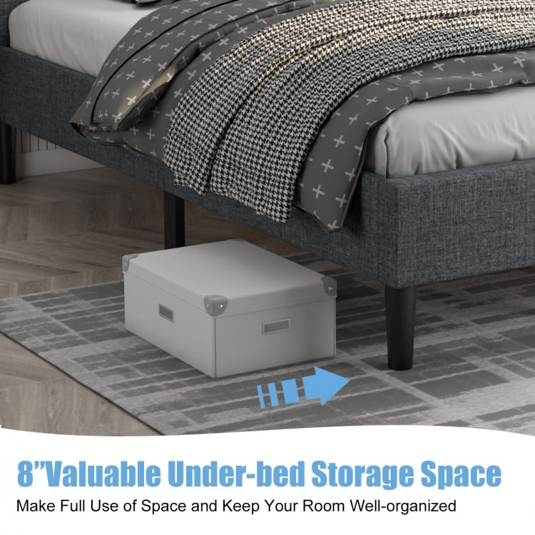 Stylish Twin Size Upholstered Platform Bed Frame with Button Tufted Headboard