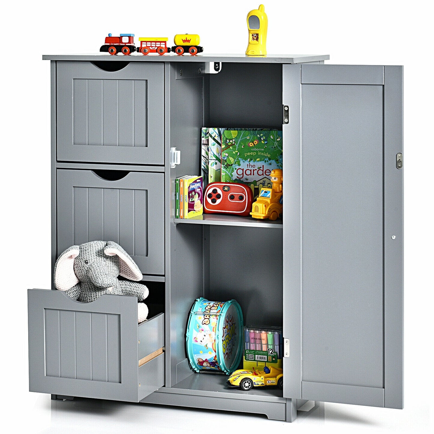 Compact Bathroom Storage Cabinet with 3 Drawers & Adjustable Shelf for Organized Storage