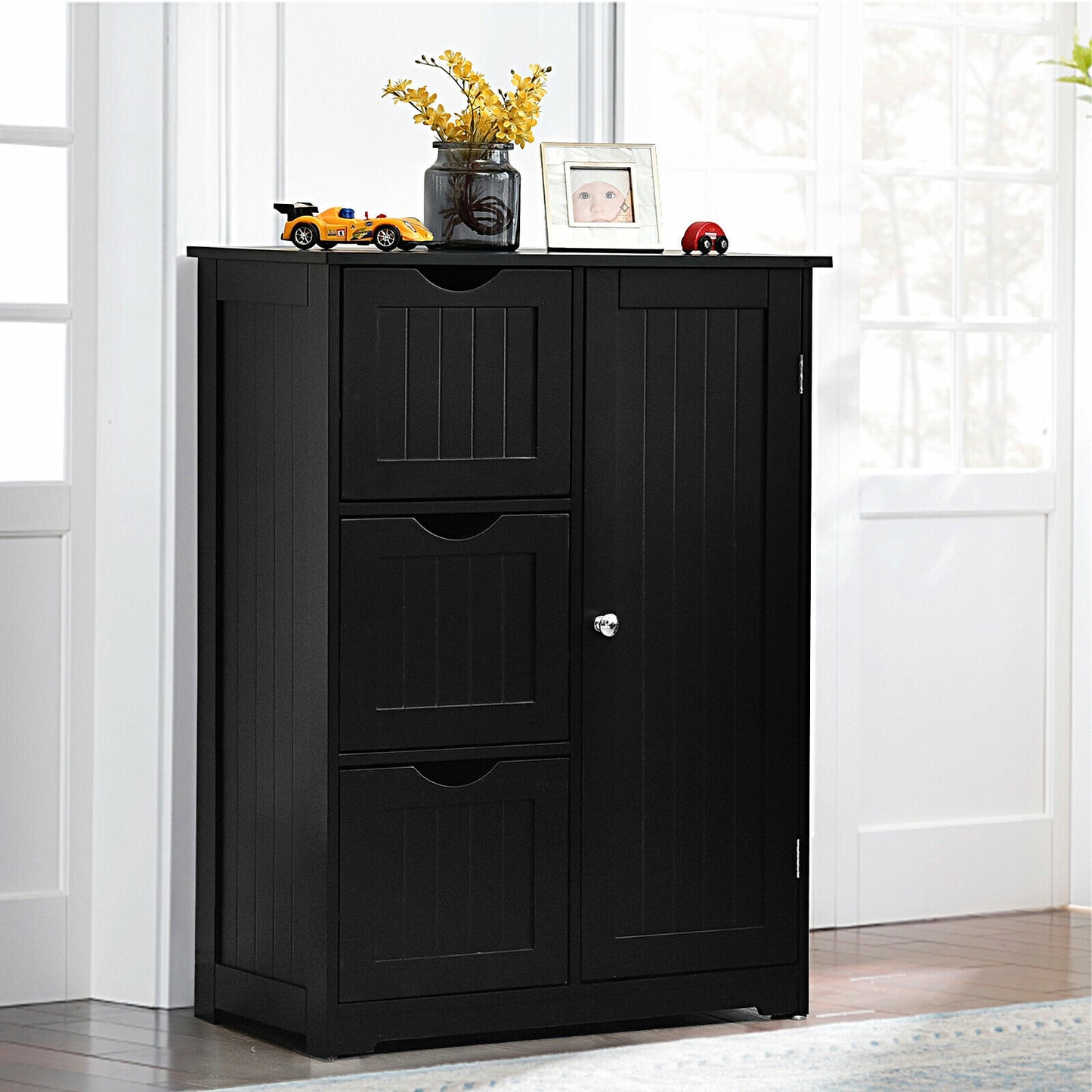 Compact Bathroom Storage Cabinet with 3 Drawers & Adjustable Shelf for Organized Storage