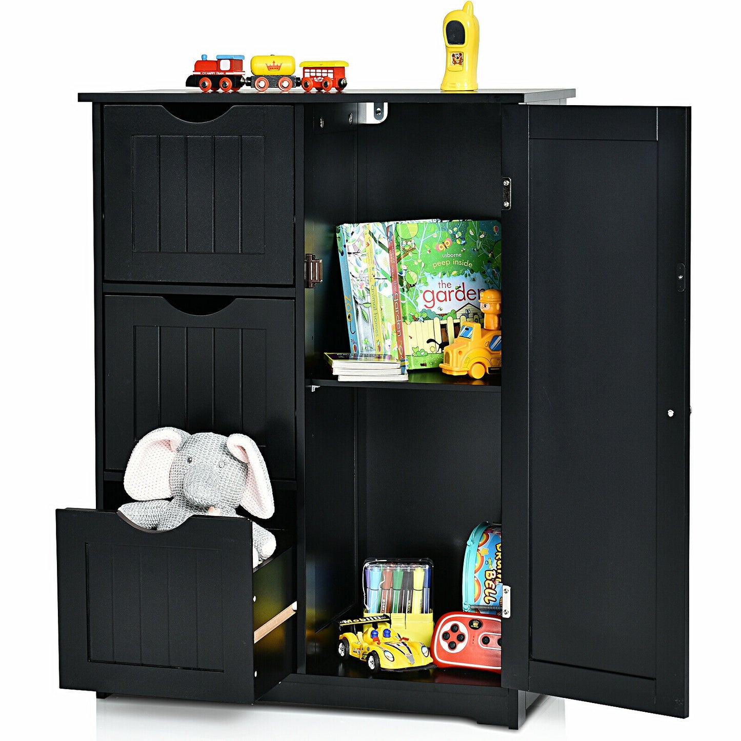 Compact Bathroom Storage Cabinet with 3 Drawers & Adjustable Shelf for Organized Storage