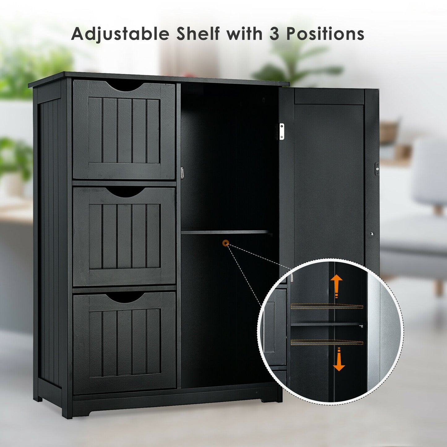 Compact Bathroom Storage Cabinet with 3 Drawers & Adjustable Shelf for Organized Storage