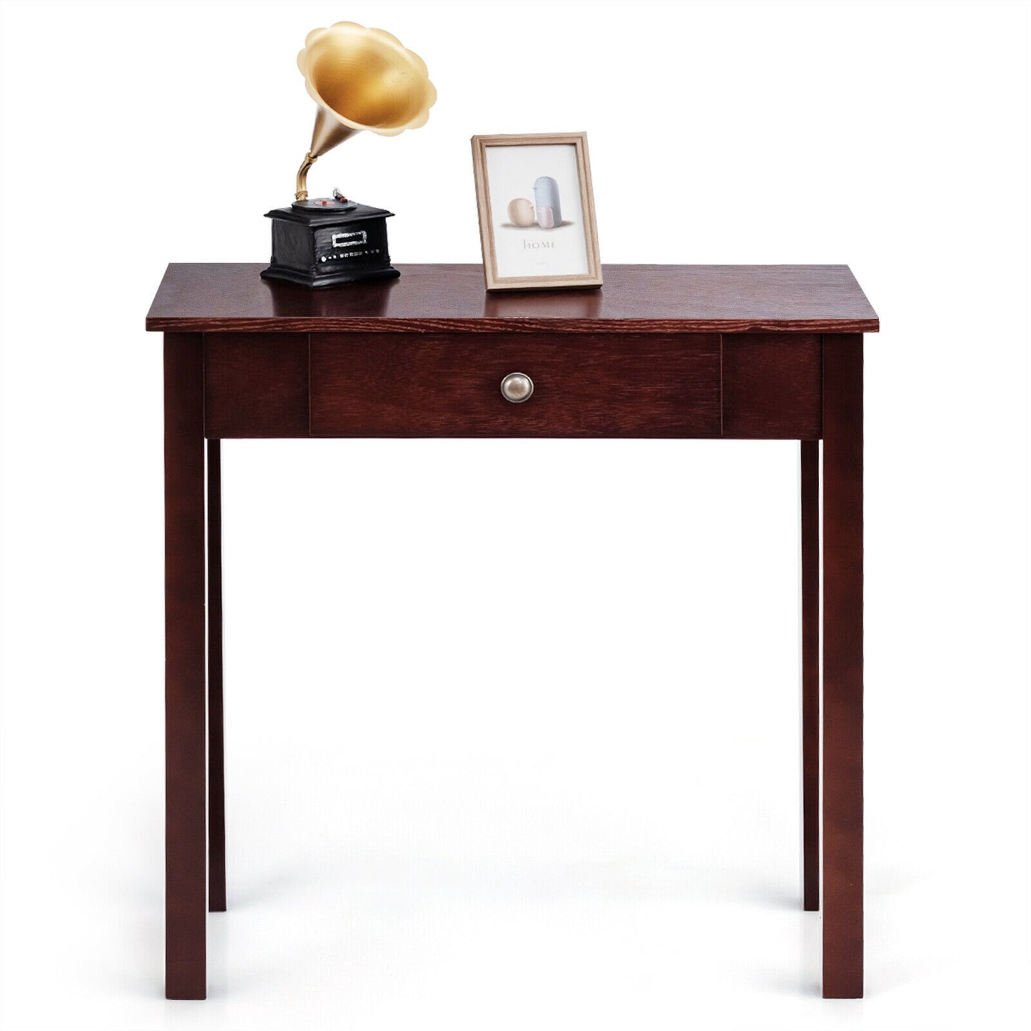 Modern Accent Console Table with Drawer for Living Room or Hallway - Dark Brown