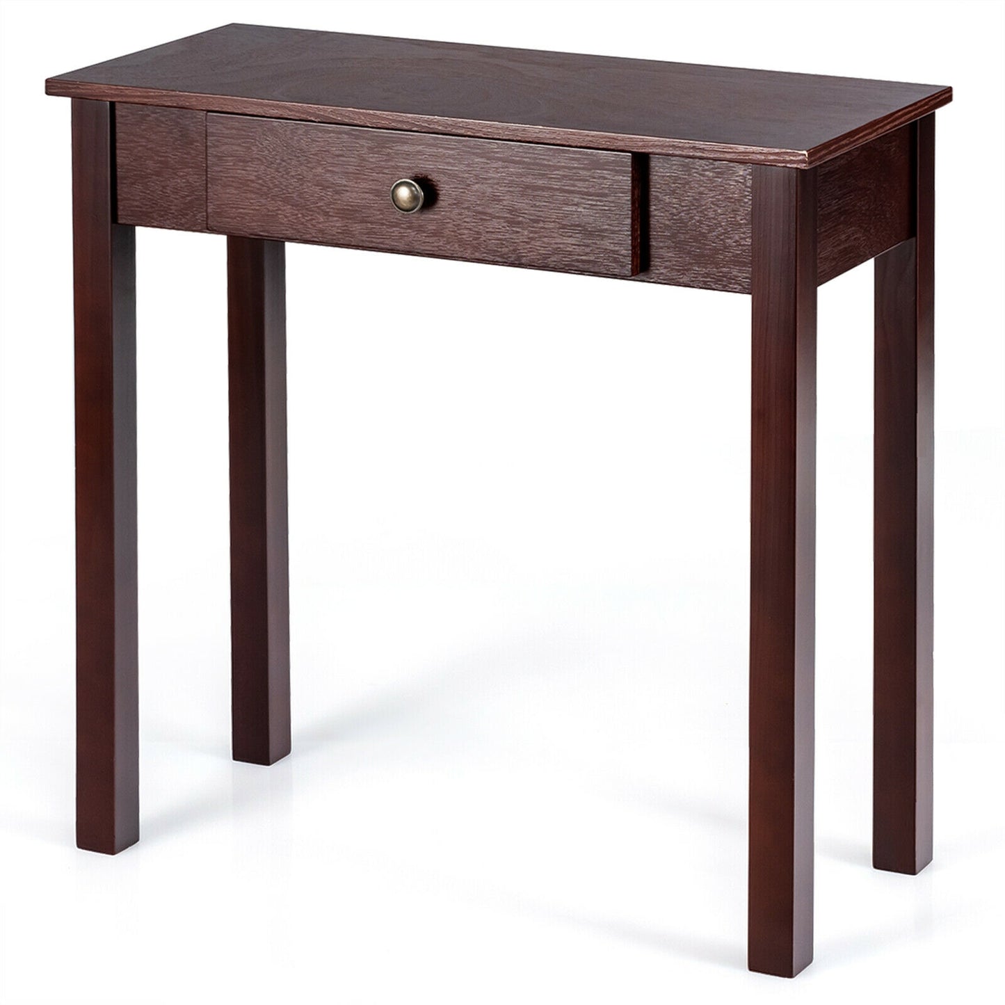 Modern Accent Console Table with Drawer for Living Room or Hallway - Dark Brown