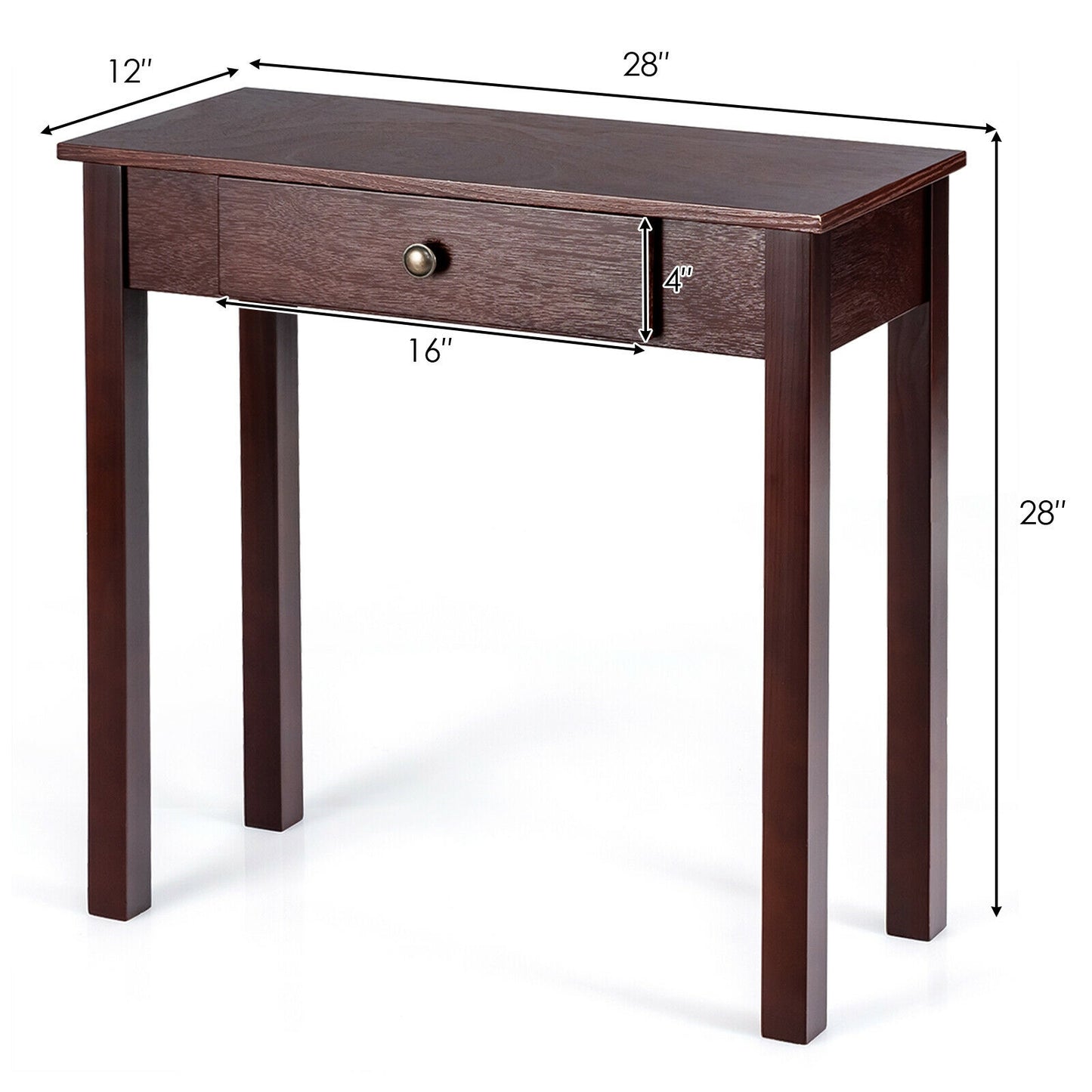 Modern Accent Console Table with Drawer for Living Room or Hallway - Dark Brown