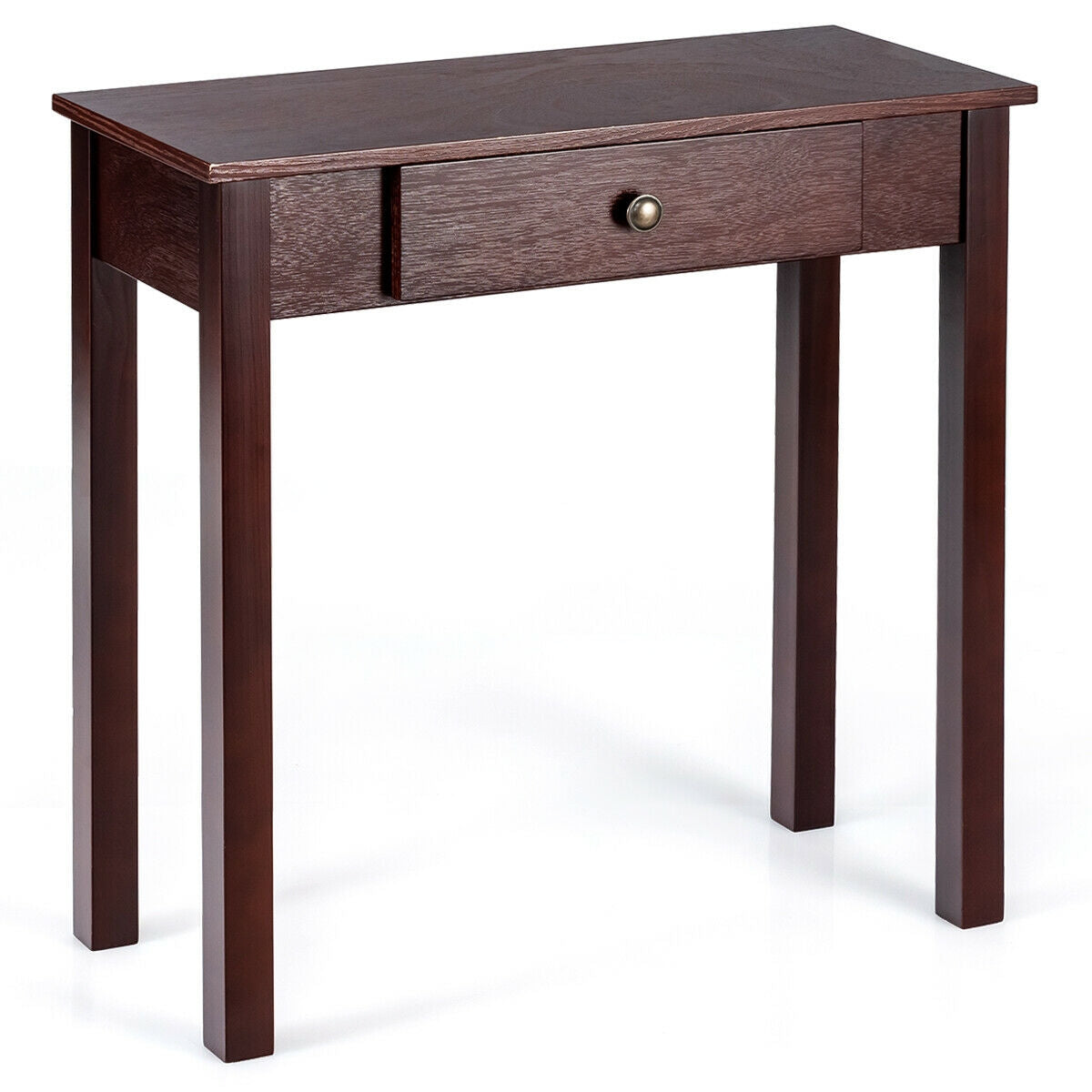 Modern Accent Console Table with Drawer for Living Room or Hallway - Dark Brown