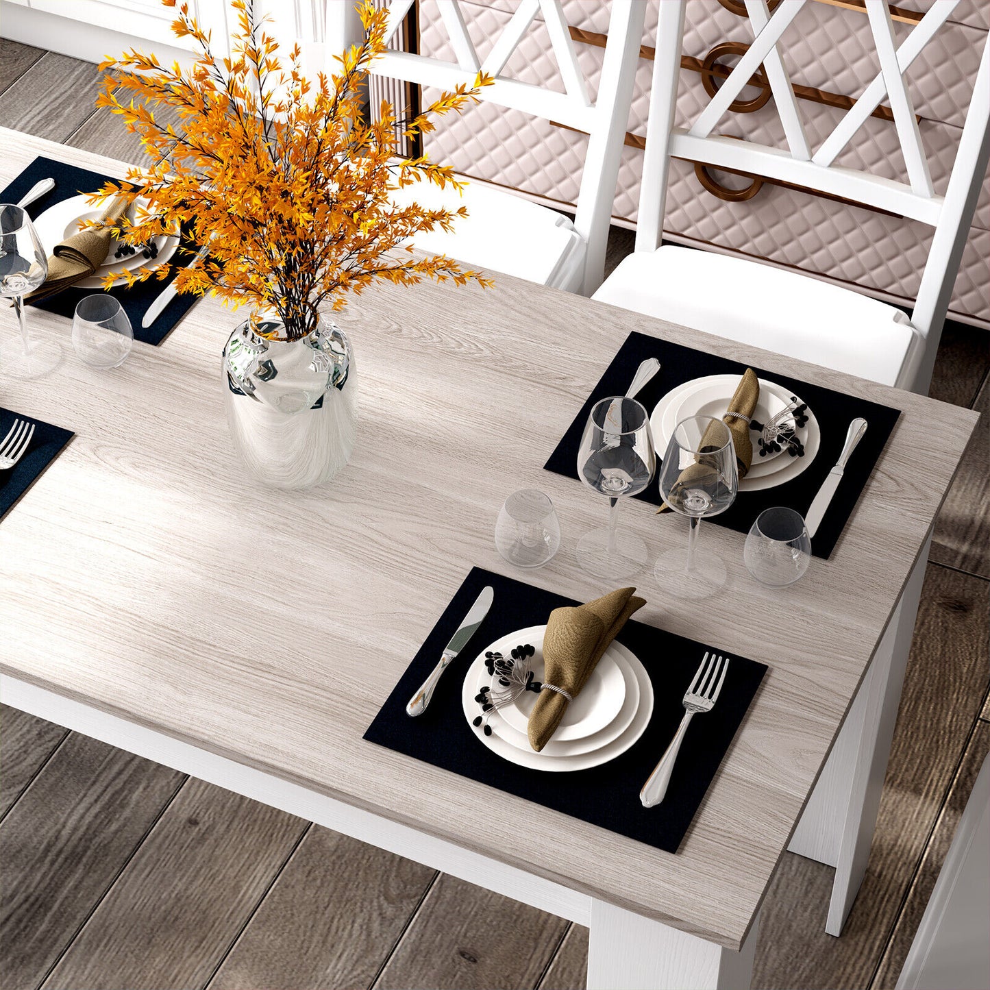Spacious 47 Inch Dining Table for Kitchen and Small Dining Areas - Light Grey
