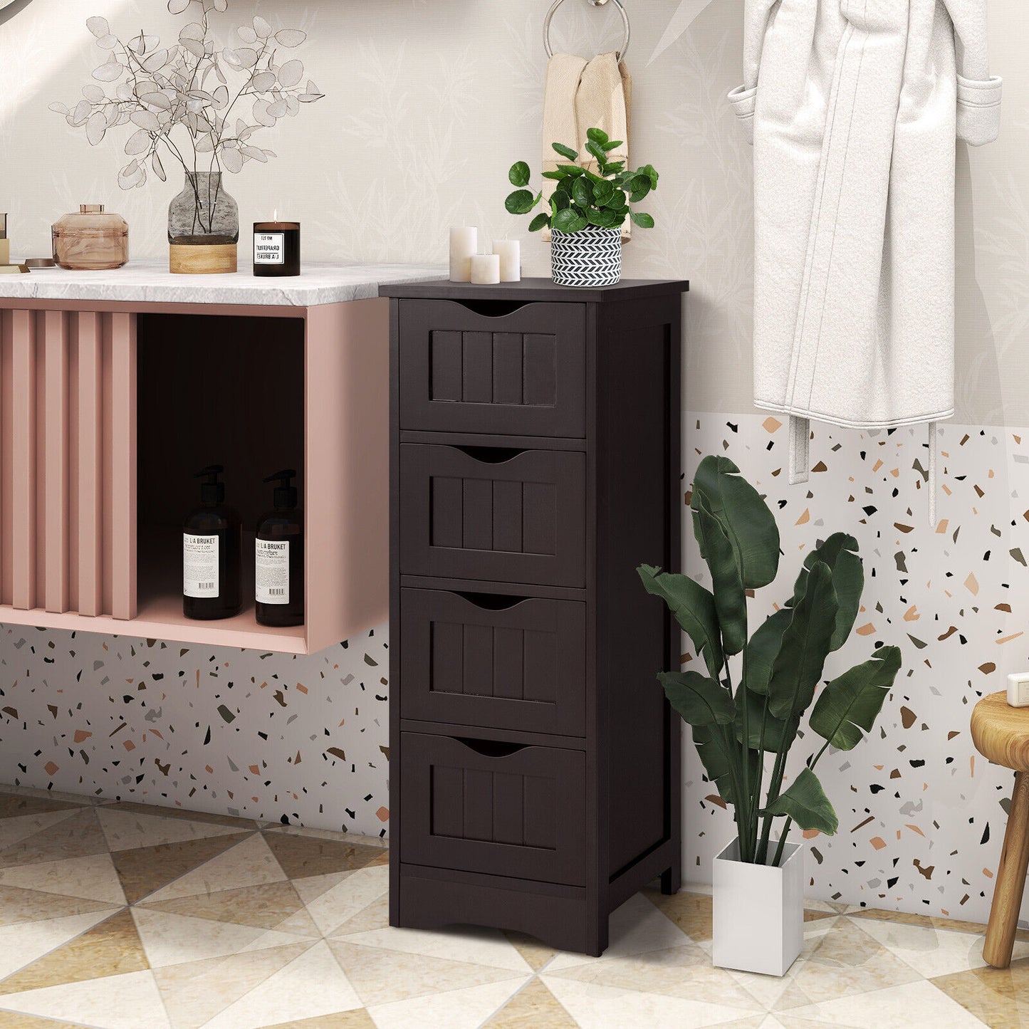 4 Drawer Floor Cabinet with Anti-Tip Device for Safe Storage