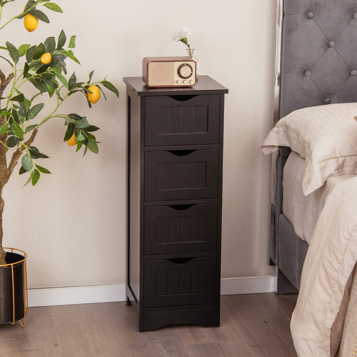 4 Drawer Floor Cabinet with Anti-Tip Device for Safe Storage