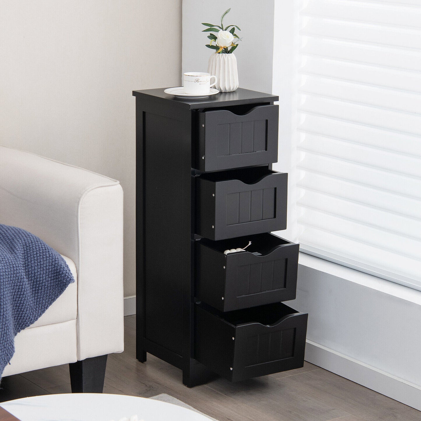 4 Drawer Floor Cabinet with Anti-Tip Device for Safe Storage