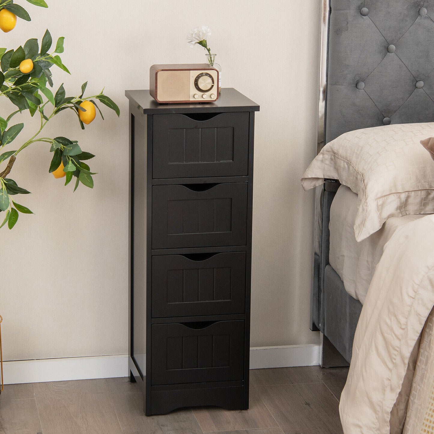 4 Drawer Floor Cabinet with Anti-Tip Device for Safe Storage