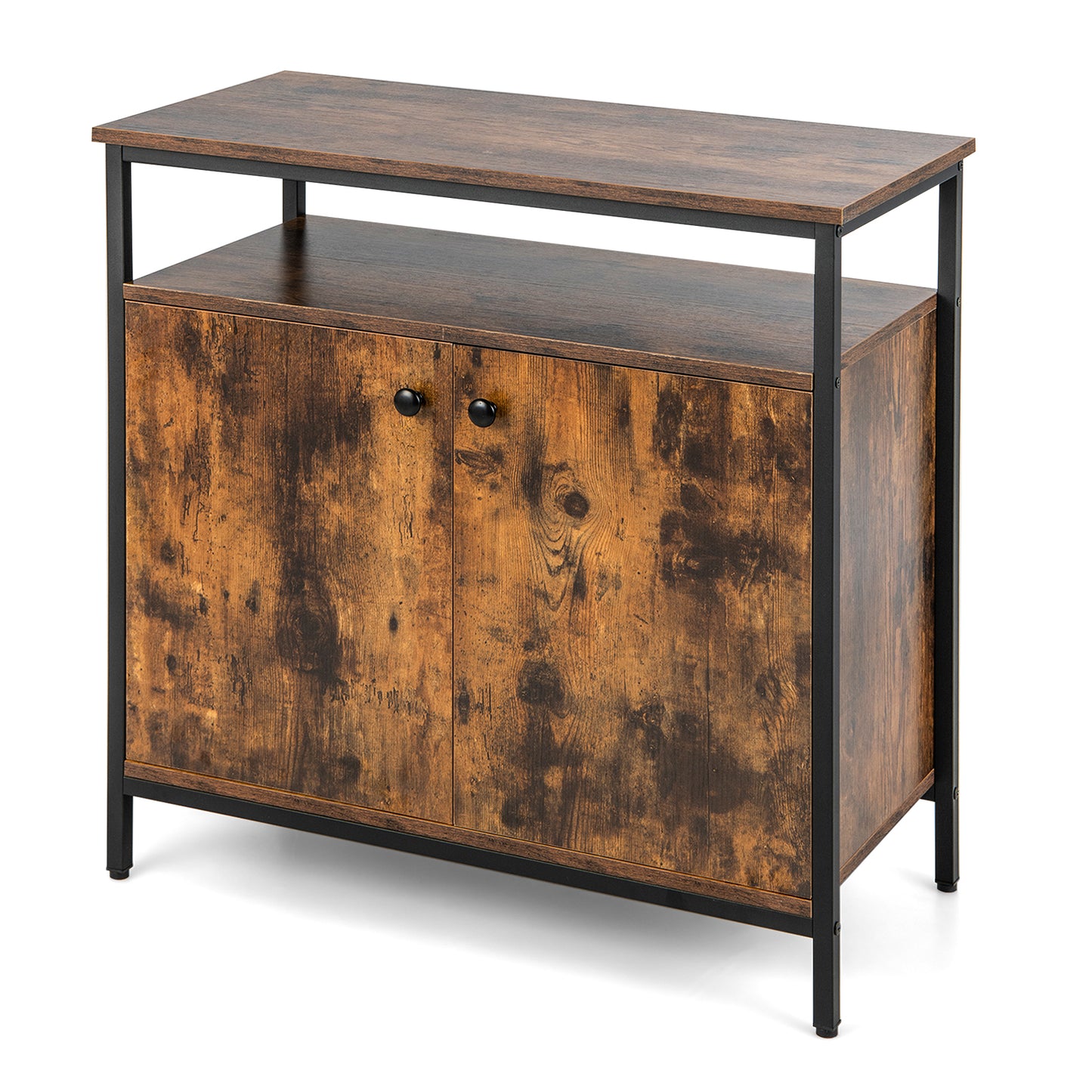 Modern Buffet Sideboard Cabinet with Storage Shelves and Integrated Cable Ports