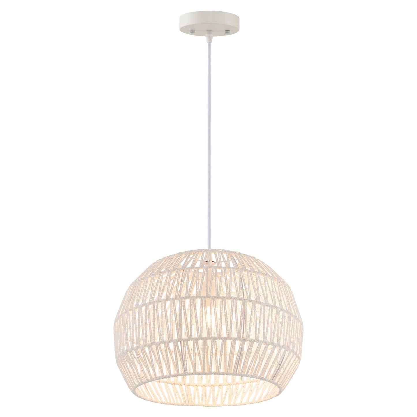 Elegant Round Rattan Pendant Light with Customizable Hanging Rope