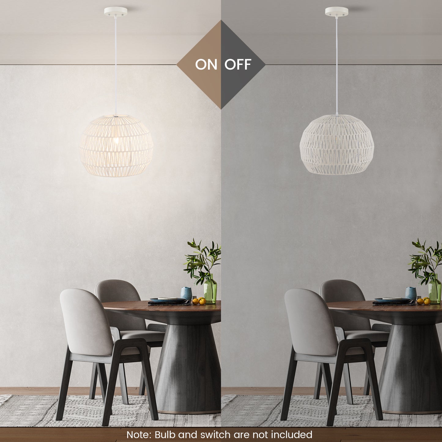 Elegant Round Rattan Pendant Light with Customizable Hanging Rope