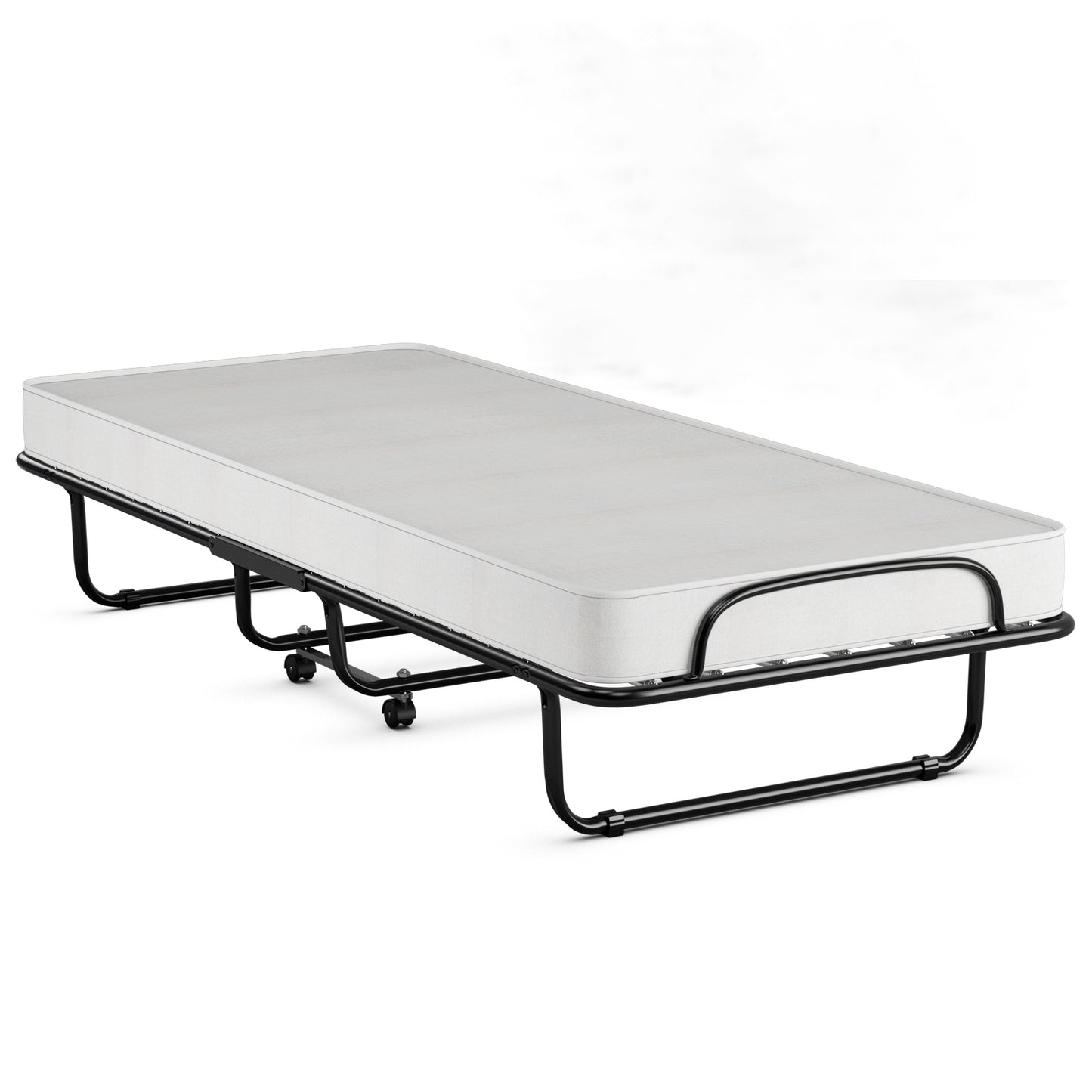 Premium Italian Made Rollaway Folding Bed with Memory Foam Mattress & Sturdy Metal Frame