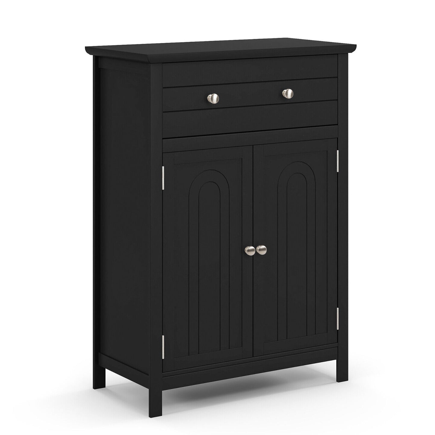 Modern 2 Door Storage Cabinet with Drawer & Adjustable Shelf