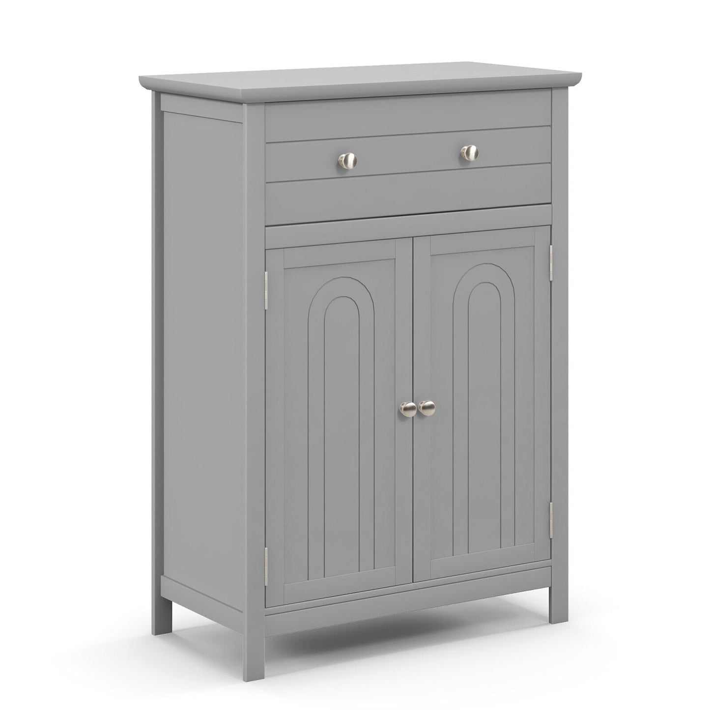 Modern 2 Door Storage Cabinet with Drawer & Adjustable Shelf