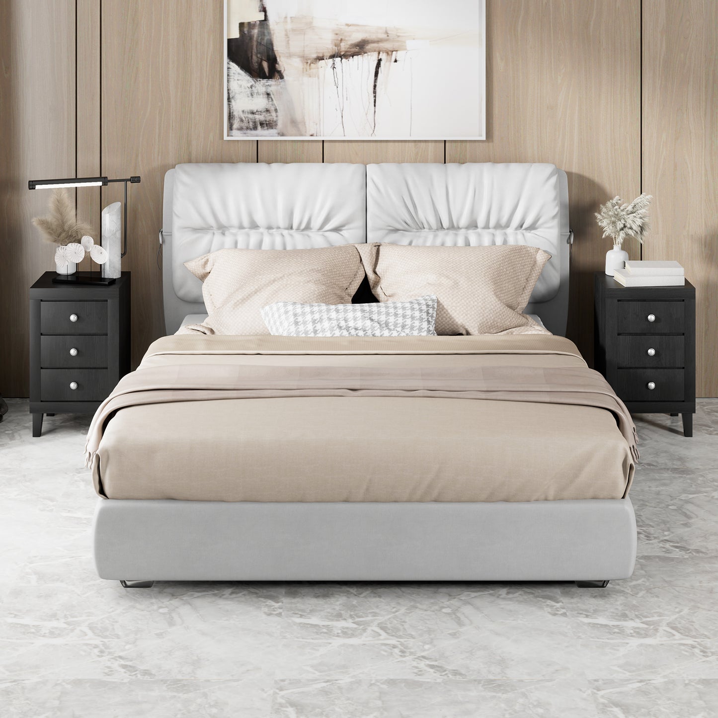 Sleek Modern Nightstand with Ample Storage and 3 Drawers - Black