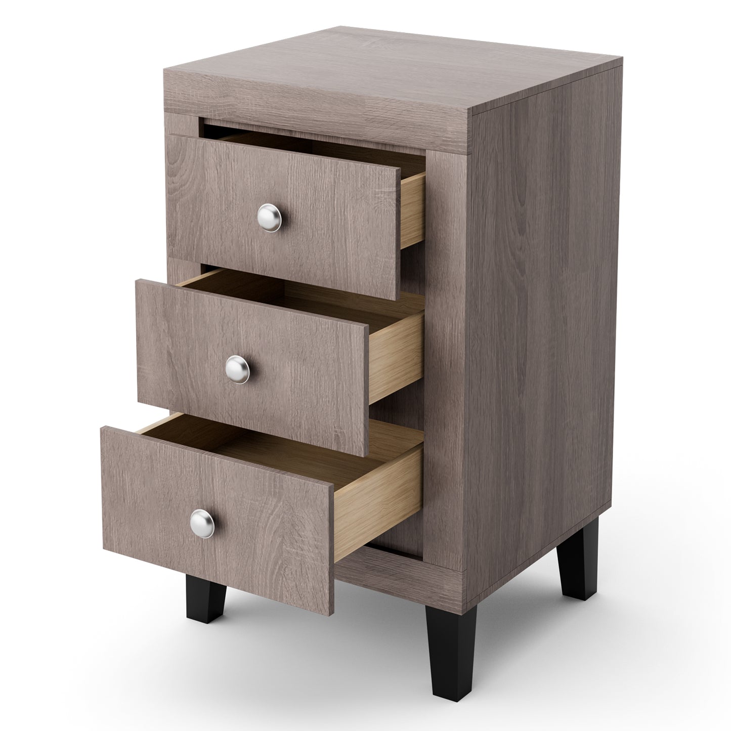 Sleek Modern Nightstand with Ample Storage and 3 Drawers - Grey