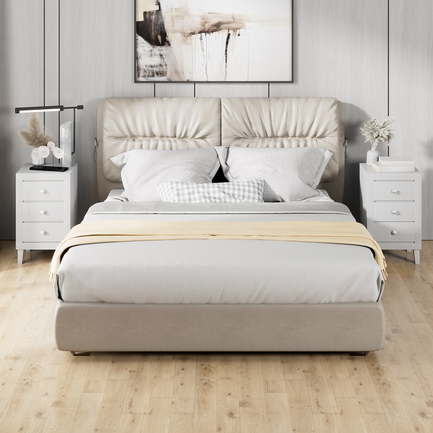 Sleek Modern Nightstand with Ample Storage and 3 Drawers - White