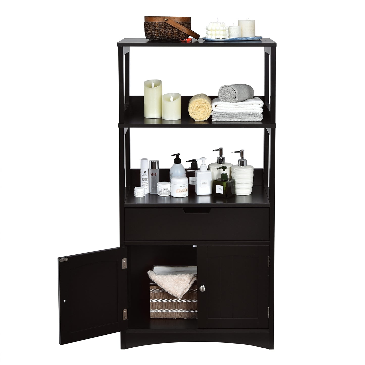 MDF Multifunctional Storage Cabinet with Shelves, Drawer & Enclosed Cabinet