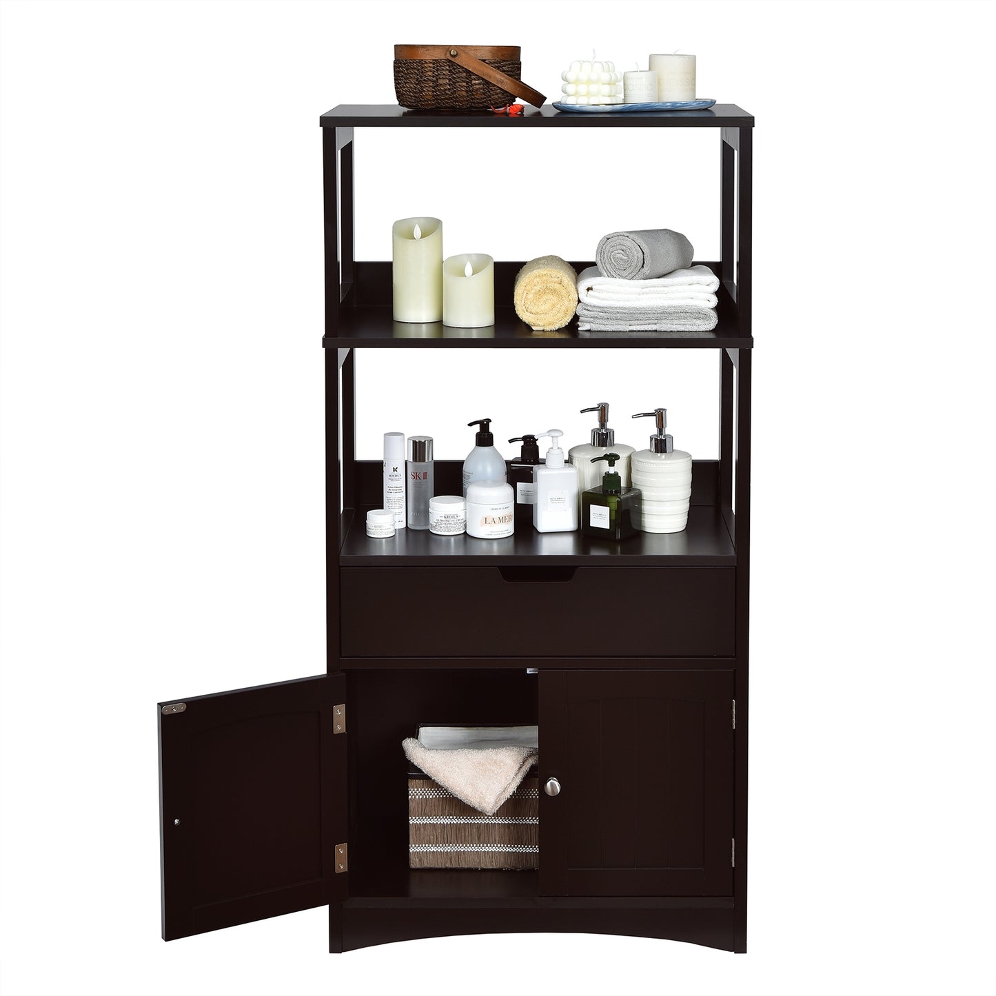 MDF Multifunctional Storage Cabinet with Shelves, Drawer & Enclosed Cabinet