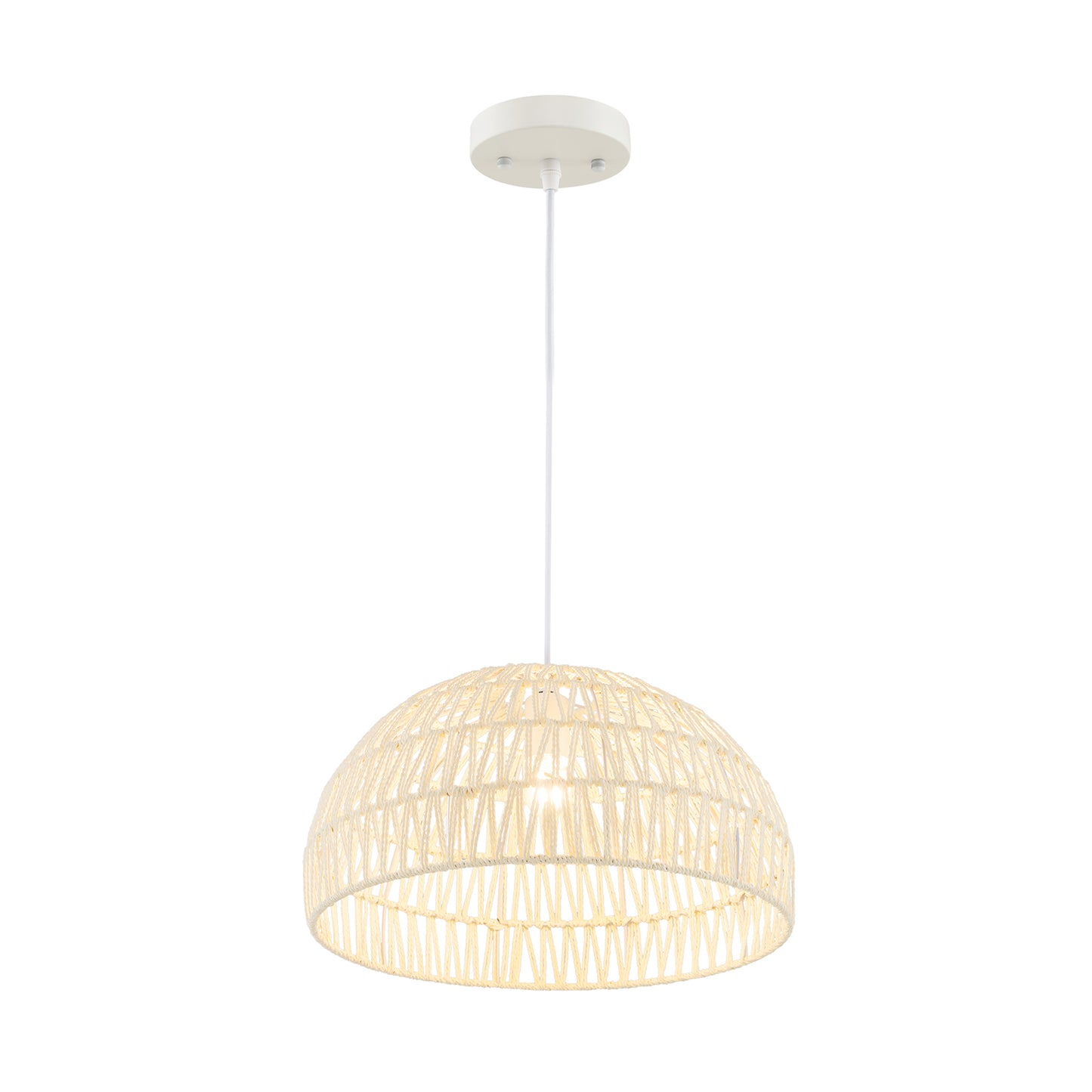 Stylish Farmhouse Rattan Pendant Light with Adjustable Rope for Versatile Spaces