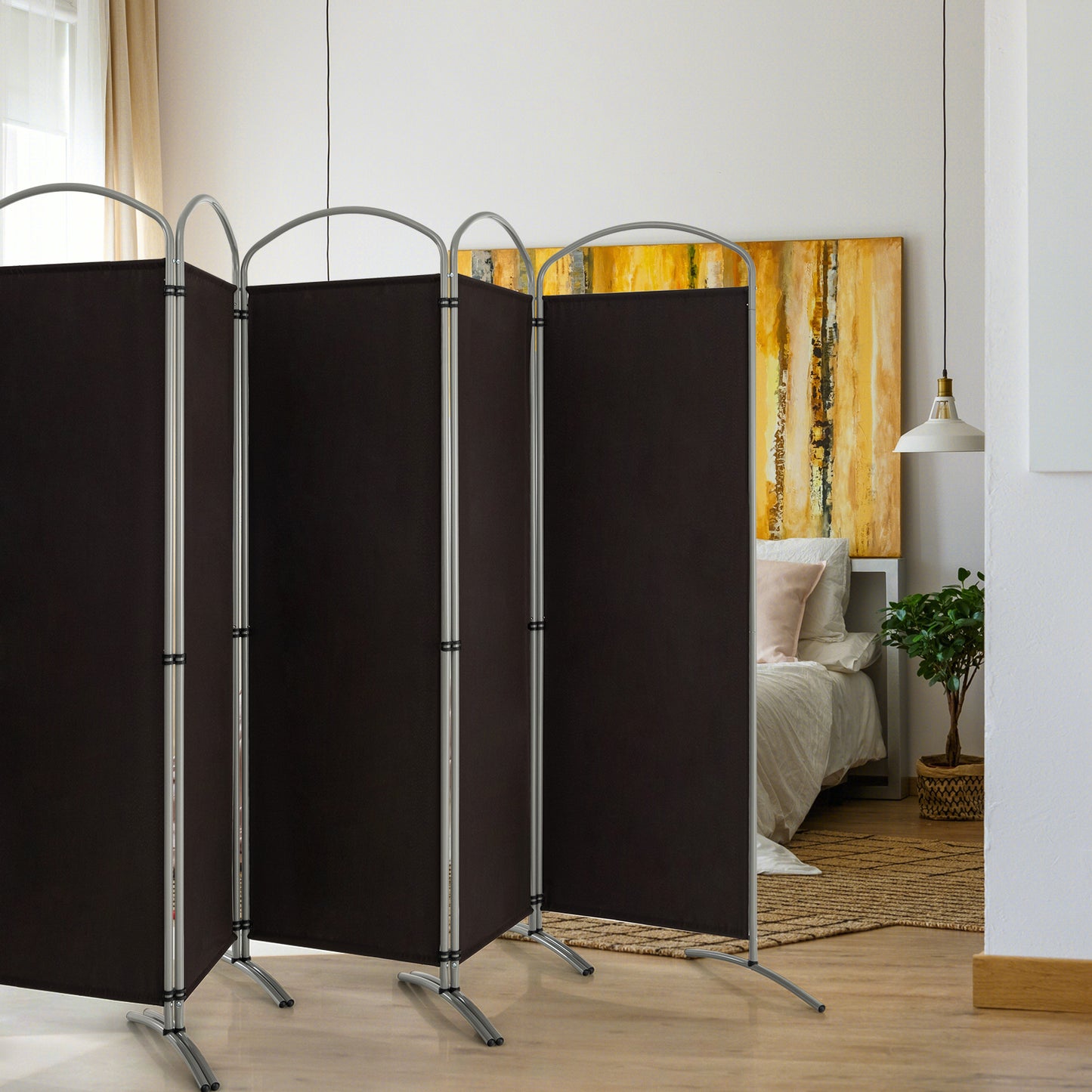 6 Foot 6-Panel Folding Freestanding Room Divider for Ultimate Privacy - Brown