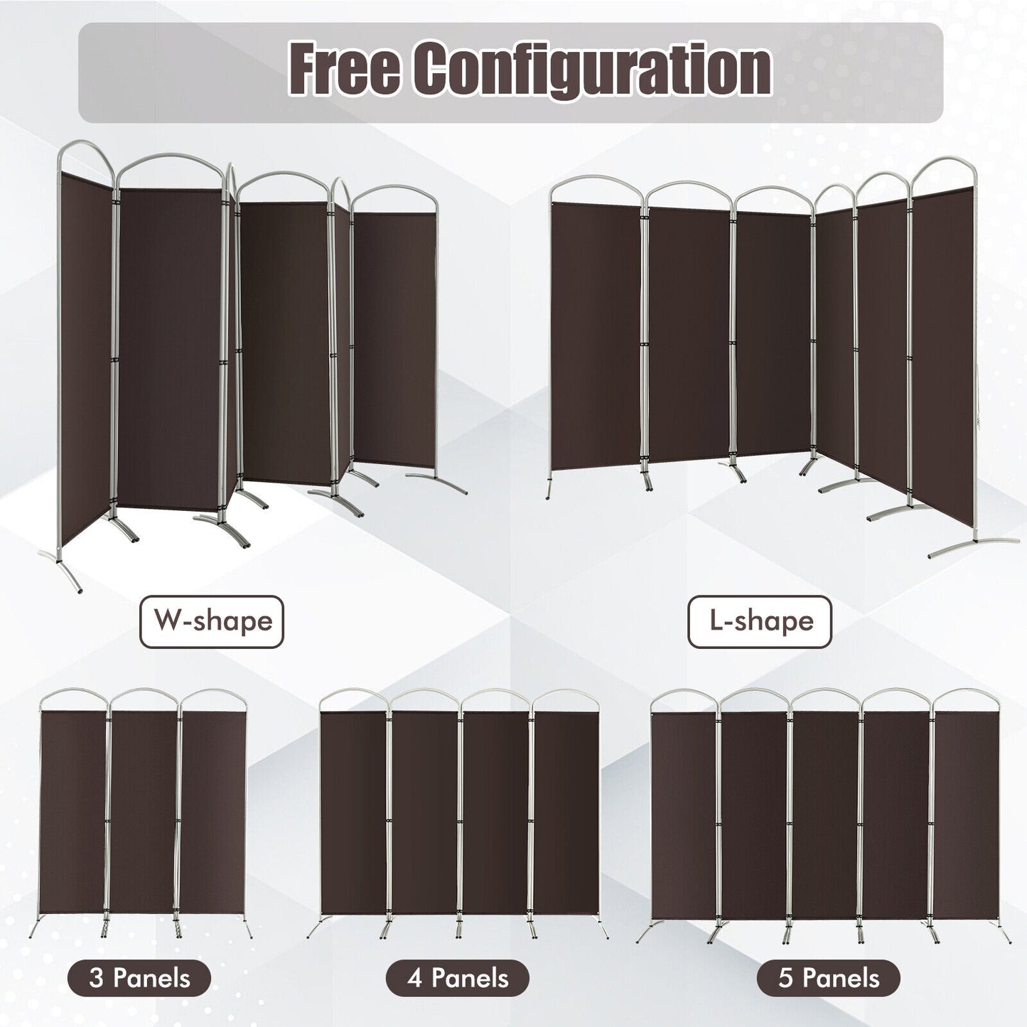 6 Foot 6-Panel Folding Freestanding Room Divider for Ultimate Privacy - Brown
