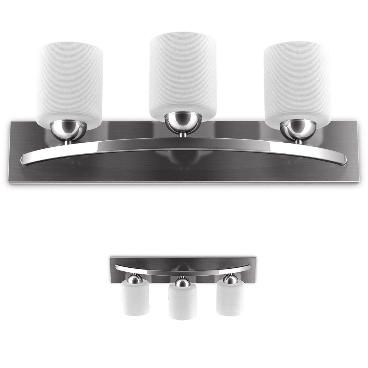 Elegant 3 Light Brushed Nickel Vanity Wall Sconce with Frosted Glass Shades
