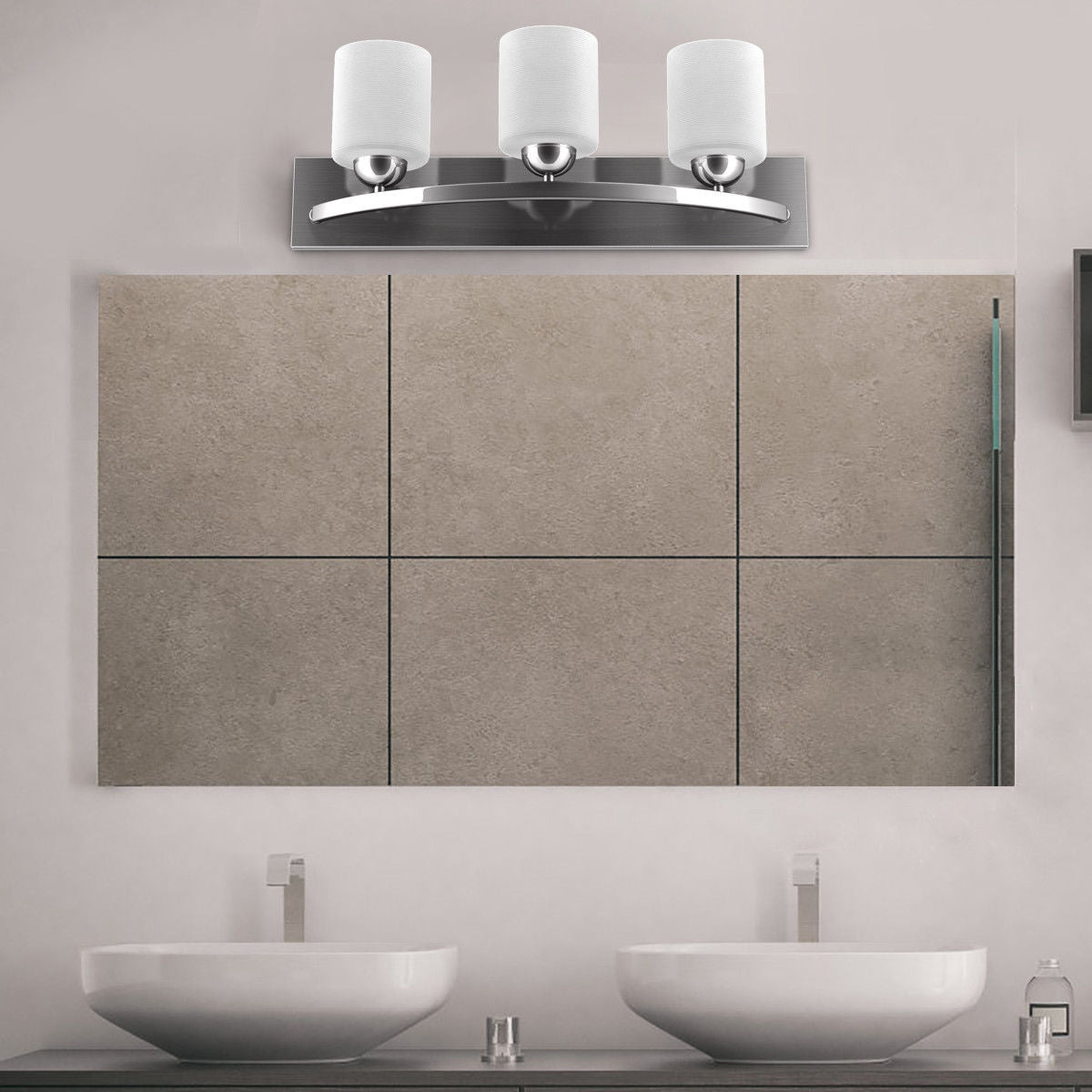 Elegant 3 Light Brushed Nickel Vanity Wall Sconce with Frosted Glass Shades